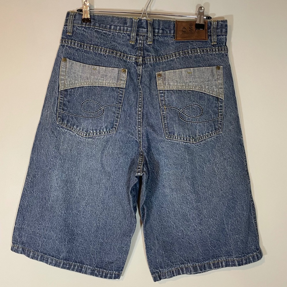 Old Skool Mens Baggy Denim Shorts Medium Wash Y2K Streetwear Size  32 Jorts 90s